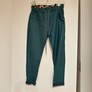 Never Worn, Venti 6 Faux Leather Joggers, Size Small, Teal Color